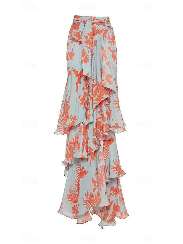 A-Line Floral Dress Beach Wedding Summer Maxi Dresses for Women