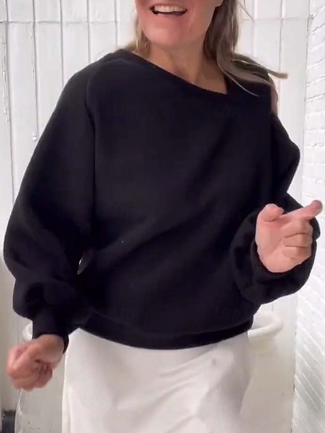 Women's Sweatshirt Casual Plain Street Dailywear V Neck