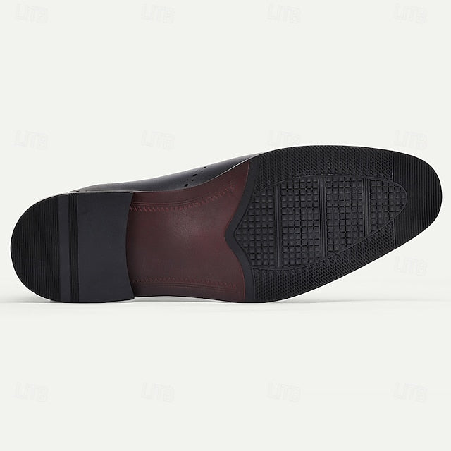 Navy Classic Shoes Cowhide Men's Oxford Blue Genuine