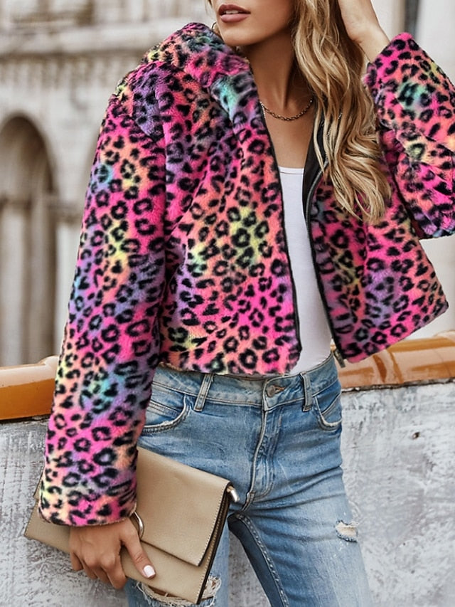 Fur Women's Coat Warm Faux Hoodie Comfortable Jacket