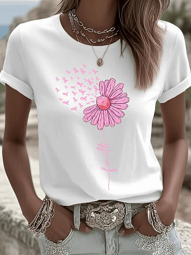 Women's T Shirt Print Floral Graphic Vintage Stylish