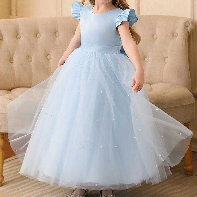 Dress Solid Kids Party Girl Girls' Color Flower