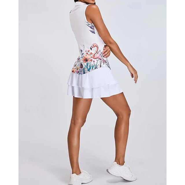 Women's Floral Botanical Flamingos Tennis Shirt Sleeveless