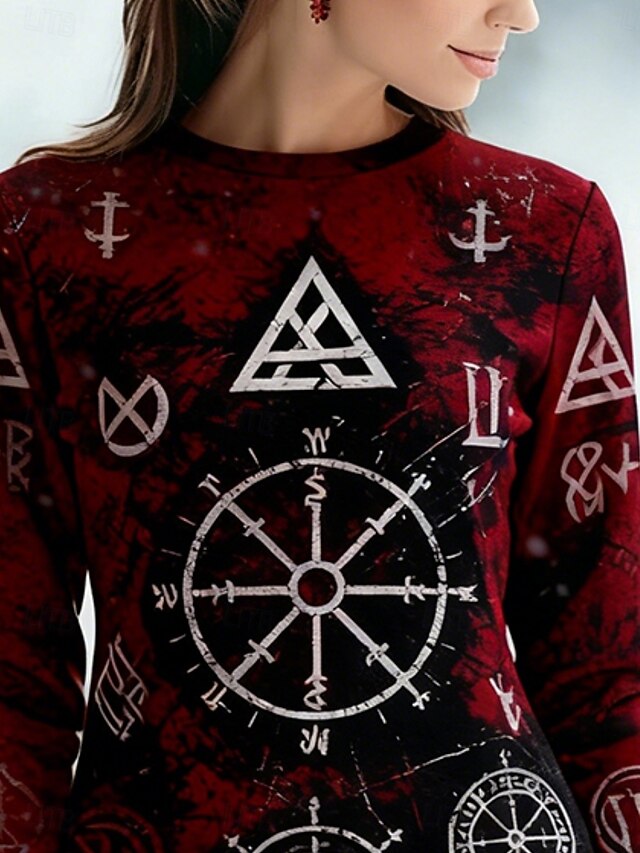 Women's Mini Viking Dress Sweatshirt Dress Casual Dress