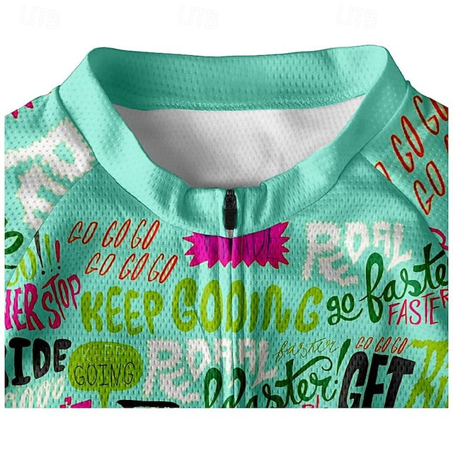 Women's Cycling Jersey Letter & Number Short Sleeve