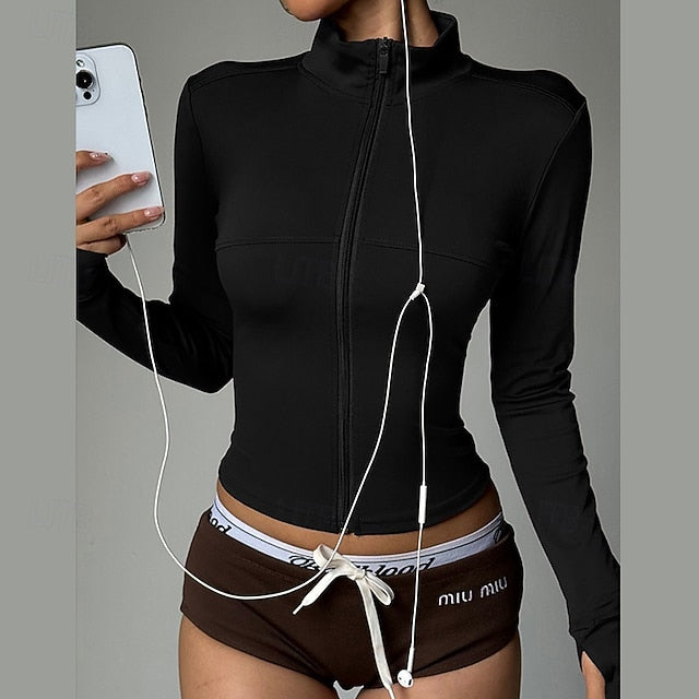 Women's Zip Up Jacket Yoga Jacket Stand Collar Lightweight