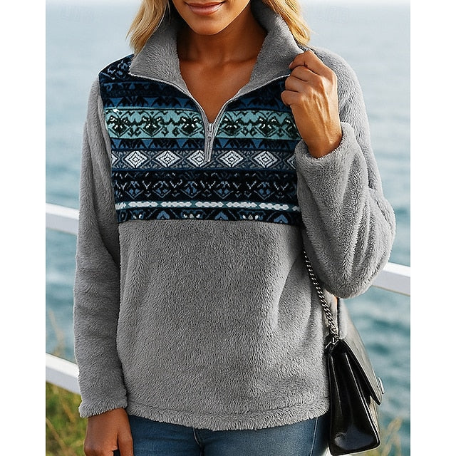 Women's Polar Fleece Sweatshirt Winter Pullover Sweatshirt