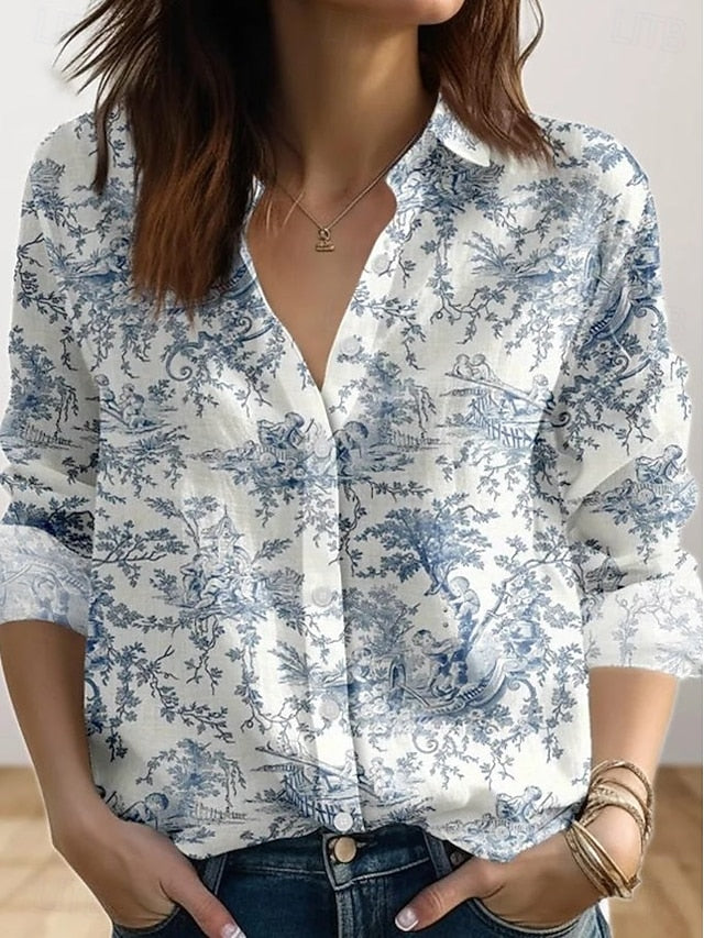 Women's Shirt Buttons Print Geometric Active Daily Stylish