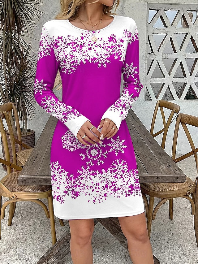 Christmas Women's Mini Dress T Shirt Dress Tee Dress Shift