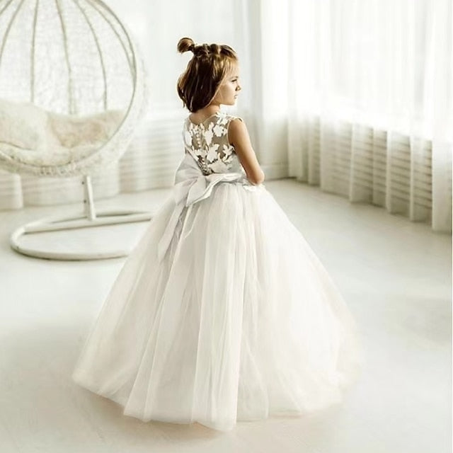 Girl Dress Kids Color Party Girls' Flower Solid