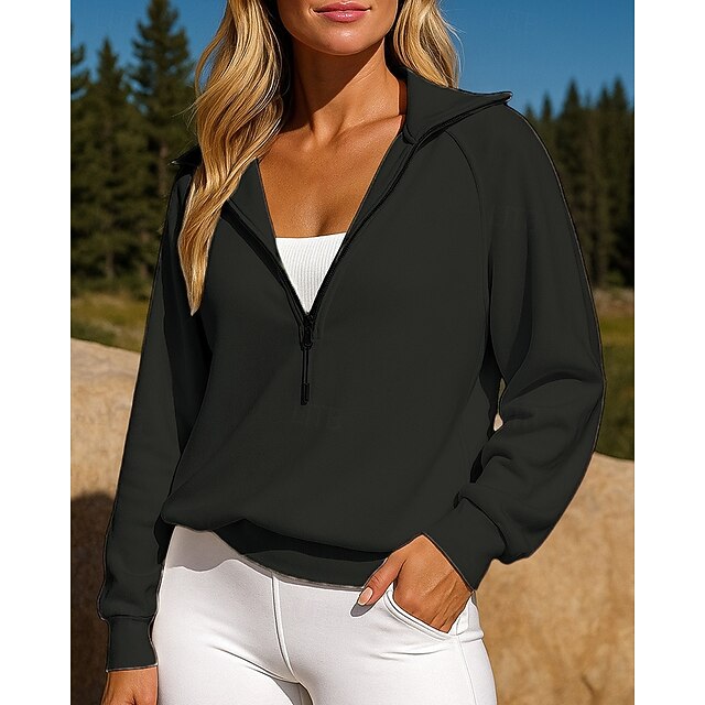 Women's Pullover Sweatshirt Casual Outfits Half Zip Long