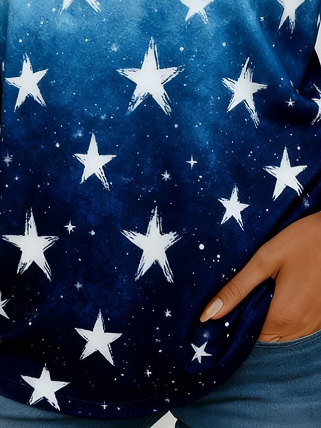 New Year Women's T Shirt Print Ombre Graphic Star Stylish