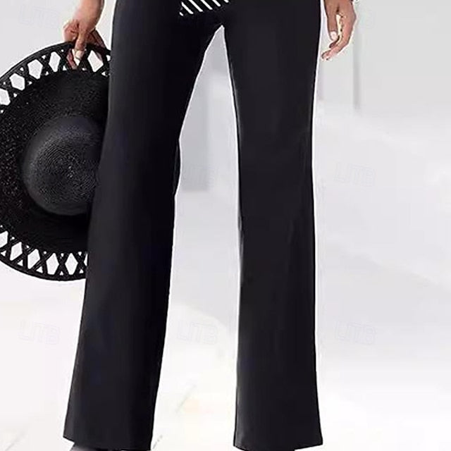 Women's Pants Sets Bolero Top Long Sleeve V Neck Striped
