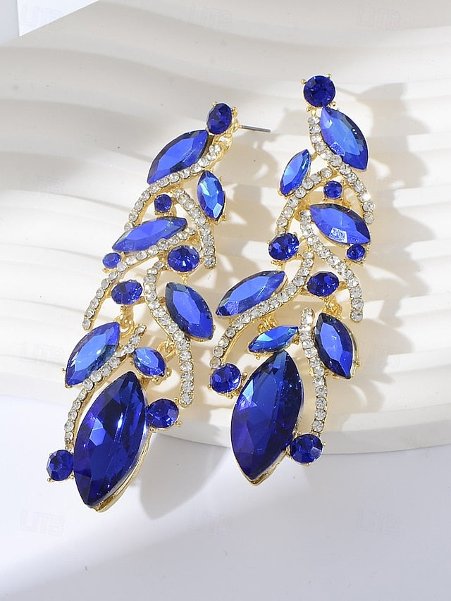 Crystal Design Elegant Women's Leaf Earrings Gold -