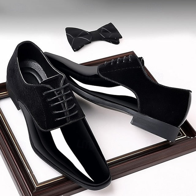 Men's with Patent Shoes Oxford Blue Navy Leather