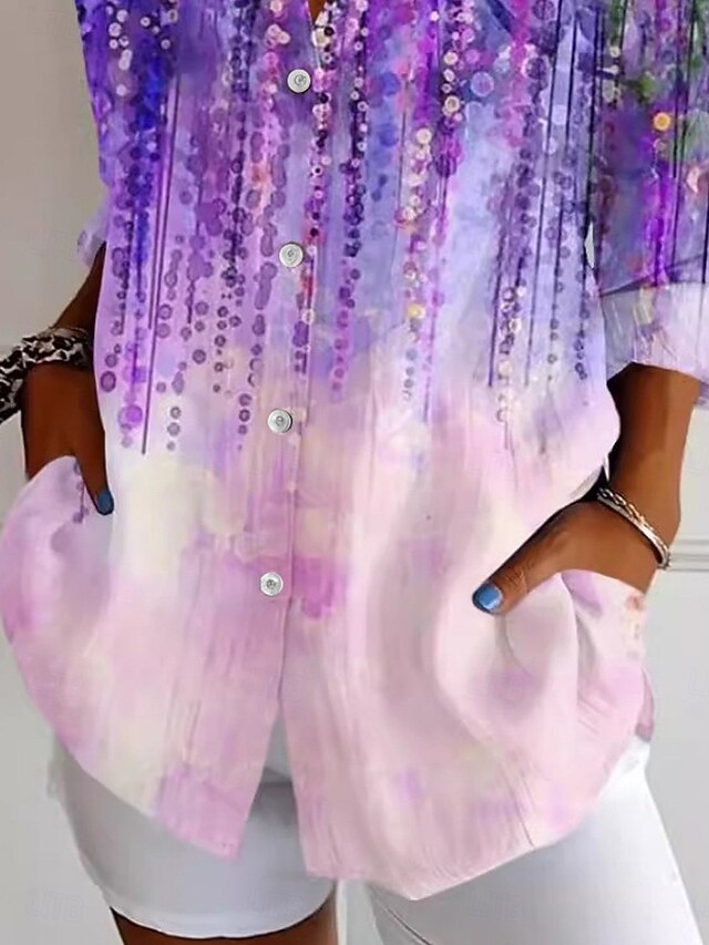 Women's Shirt Buttons Print Floral Active Daily Stylish
