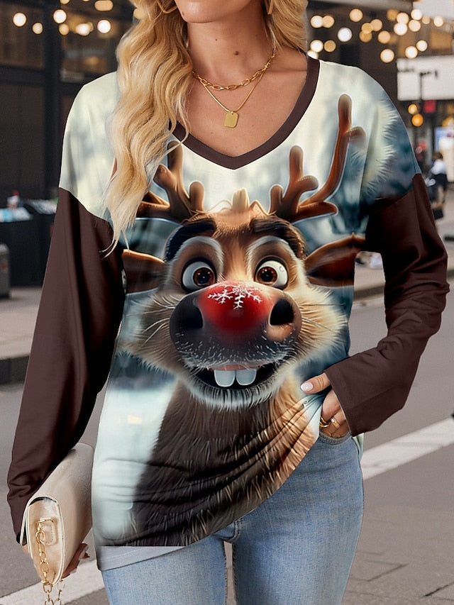 Women's T Shirt Modern Casual Print Long Sleeve Regular