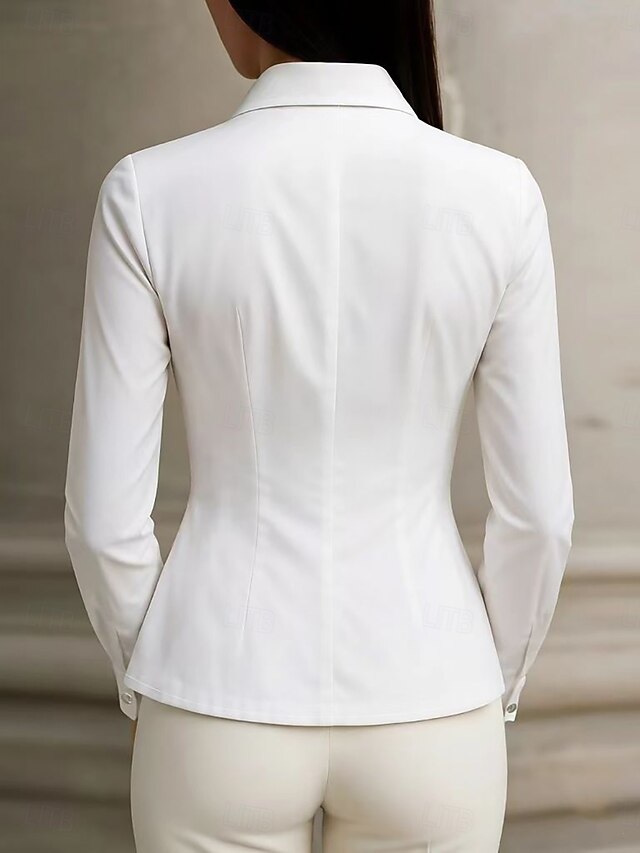 Women's Shirt Blouse Ruched Patchwork Buttons Plain Elegant