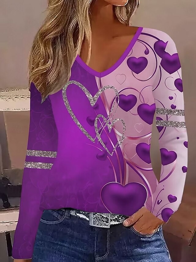 Women's T Shirt Ombre Heart Graphic Vintage Stylish Classic