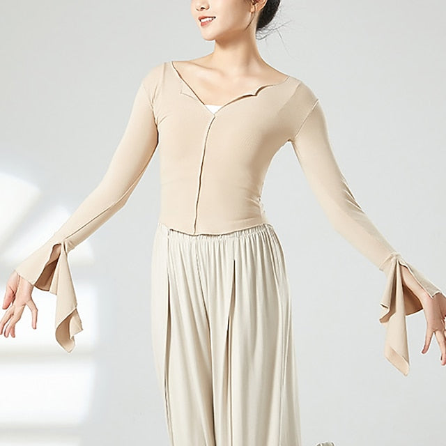 Activewear Top Pure Color Splicing Women's Performance