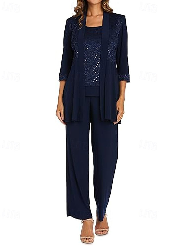 Bride 3 Elegant Pantsuit Piece Mother of Dress the