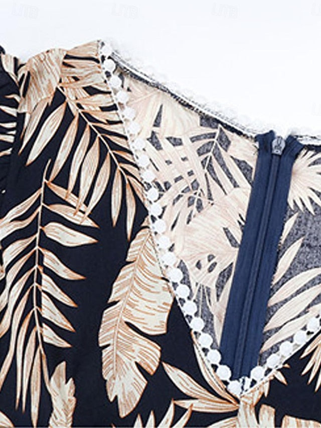 Women's Casual Dress Swing Dress Tank Dress Floral Leaf