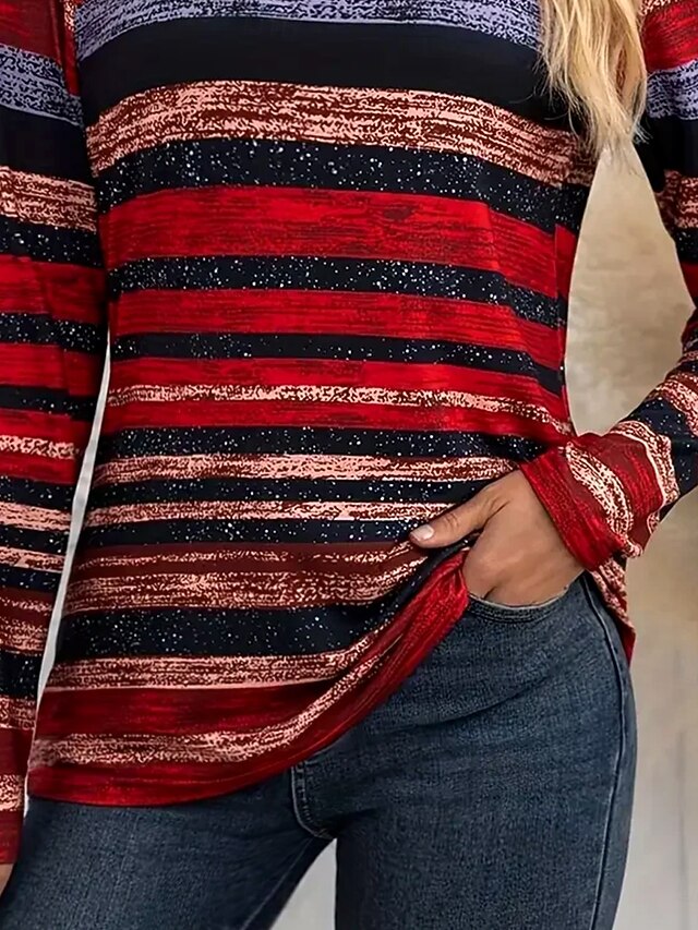 Women's T shirt Crew Neck Long Sleeve Tunic Graphic