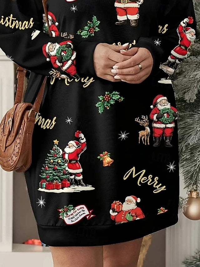 Women's Mini Dress Christmas Dress Hoodie Dress T Shirt