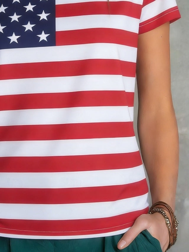 American Independence Day Women's T Shirt Tee Top Print