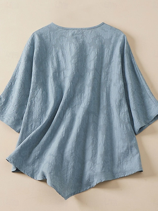 Women's Shirt Cotton Linen Shirts Blouse Faux Cotton Linen