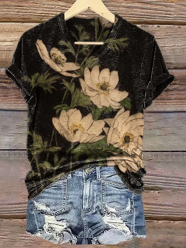 Women's Alzheimer's Disease Awareness T Shirt Floral