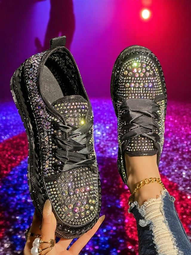 with Silver Sneakers Women's Rhinestone Sparkling Accents