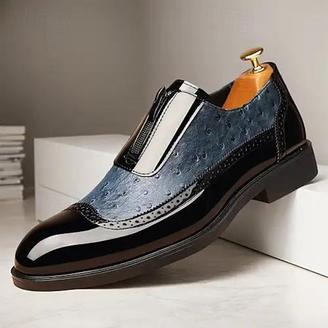 with Black Shoes Men's Formal Tan and Colorblock Patent