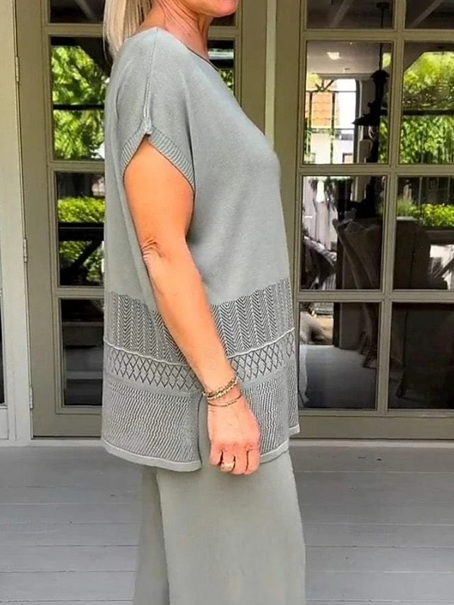 Women's Pants Sets Bolero Top Long Sleeve Crew Neck Plain