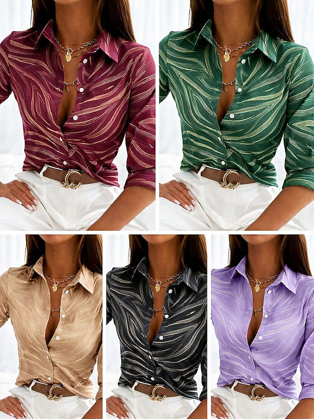 Women's Shirt Blouse Graphic Geometric Striped Vintage