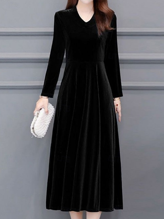 Women's Velvet Midi Dress A Line Dress Elegant Party
