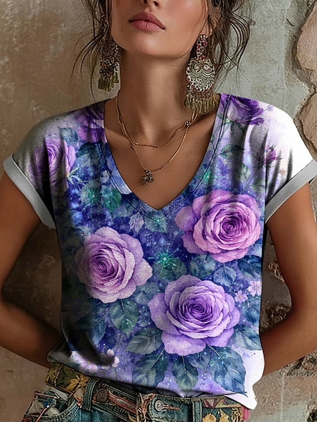 Women's T Shirt Print Floral Graphic Bohemia Vintage Casual
