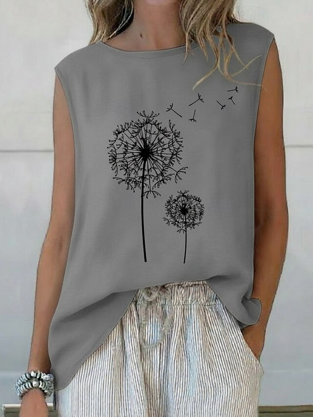 Women's Summer Tops Blouse Sleeveless Shirt Print Graphic