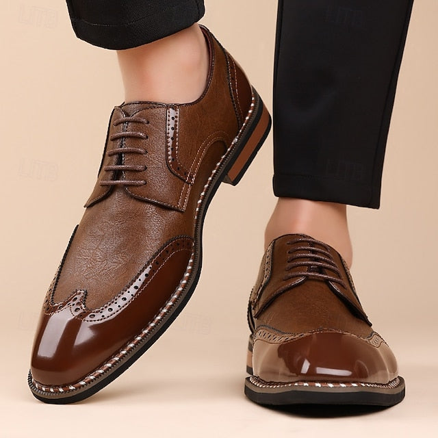 Leather Men's Wingtip White and Shoes Faux Burgundy Oxford