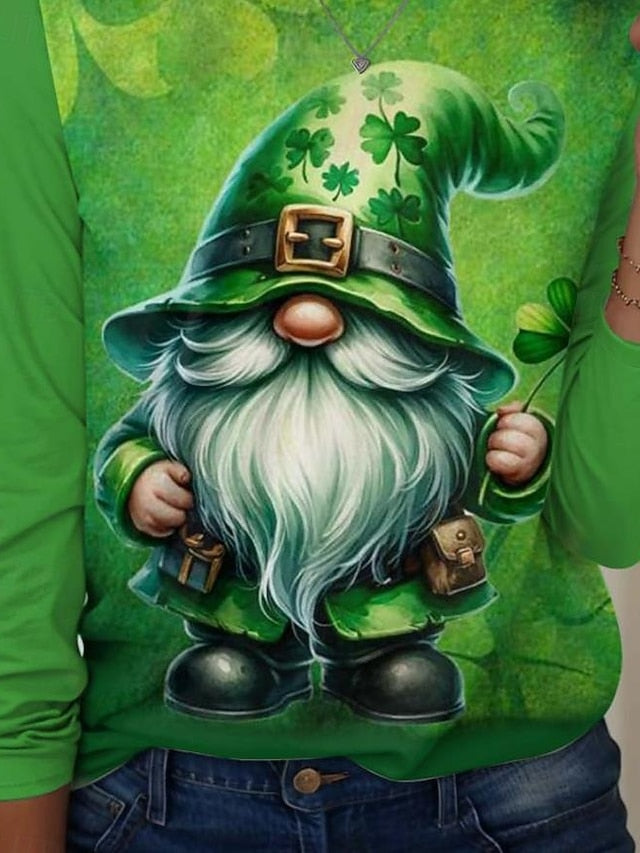 St. Patrick's Day Women's T shirt Crew Neck Long