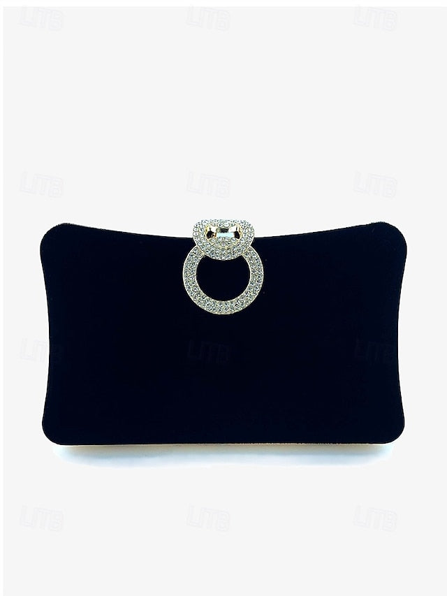 Rhinestone Velvet with Women's Ring Elegant Bag Blue Clutch