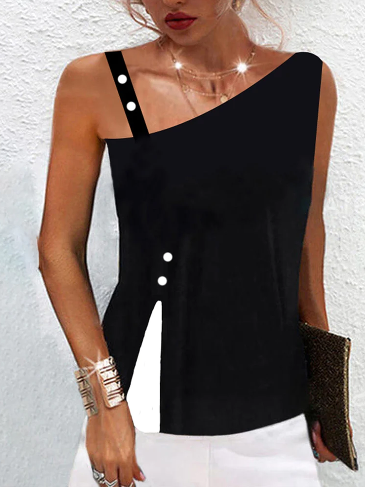 Asymmetrical Regular Fit Urban Tank Top WU68 - fabuloryshop