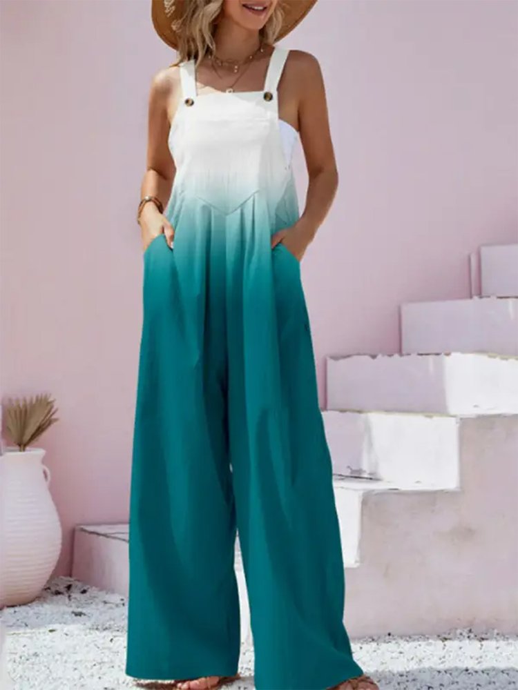 Casual Ruched Ombre Jumpsuit WX120 - fabuloryshop