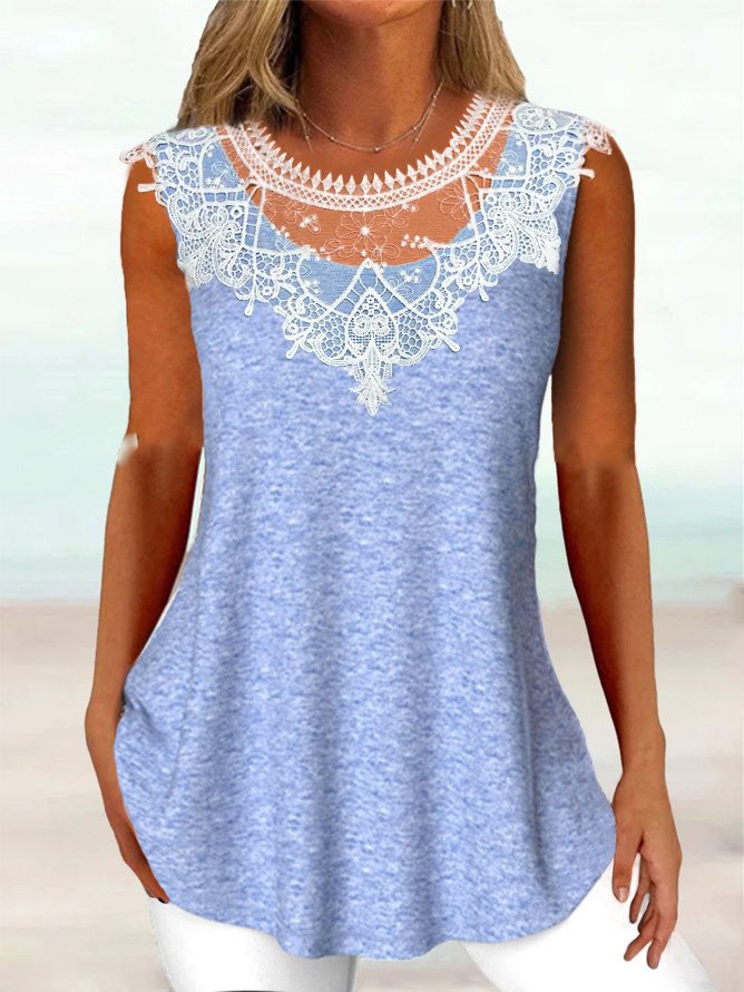 Casual Crew Neck Jersey Tank Top WU66 - fabuloryshop