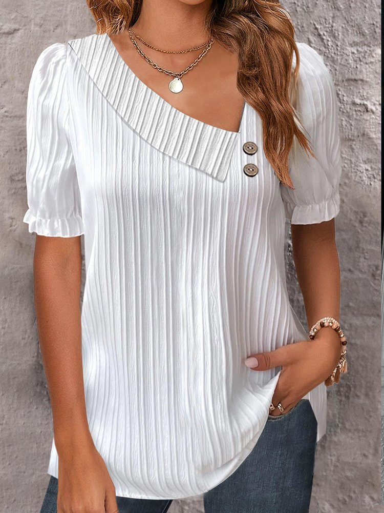 Casual Plain Asymmetrical Shirt WW83 - fabuloryshop