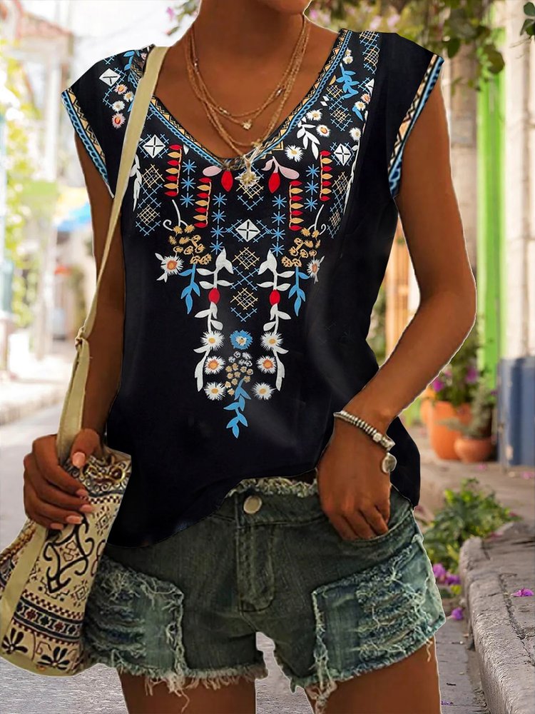 Casual Loose V Neck T-Shirt WG85 - fabuloryshop