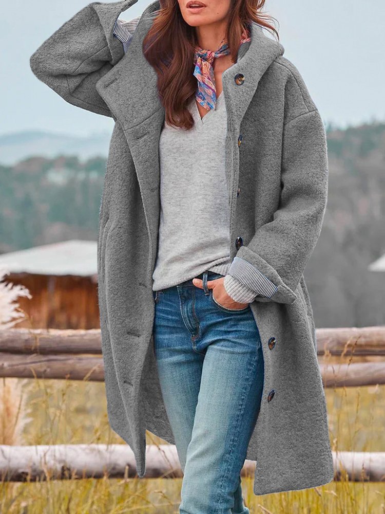 Woolen Hoodie Casual Overcoat QL72 - fabuloryshop