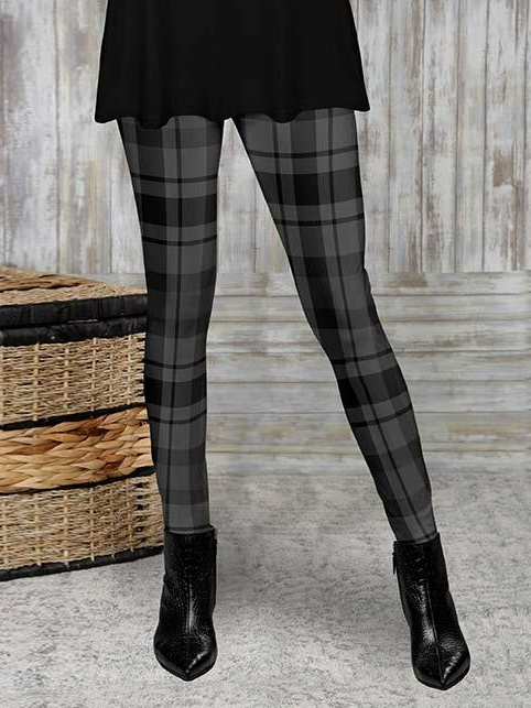Plaid Casual Leggings WK78 - fabuloryshop