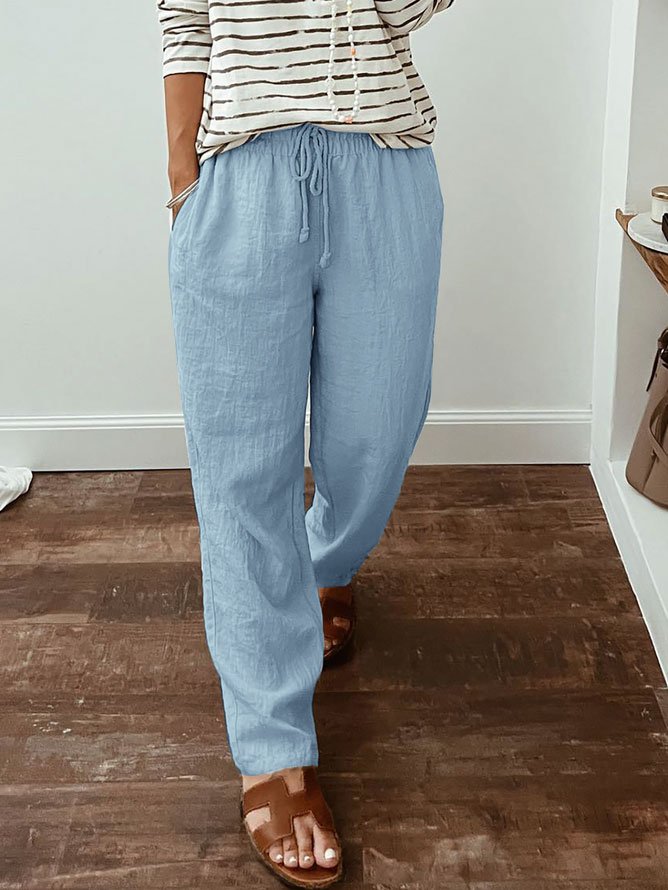 Casual Loose Plain Cotton Pants WX117 - fabuloryshop