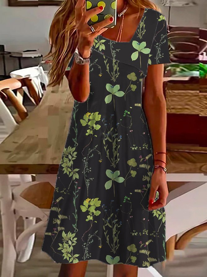 Floral Loose Asymmetrical Casual Dress WL112 - fabuloryshop